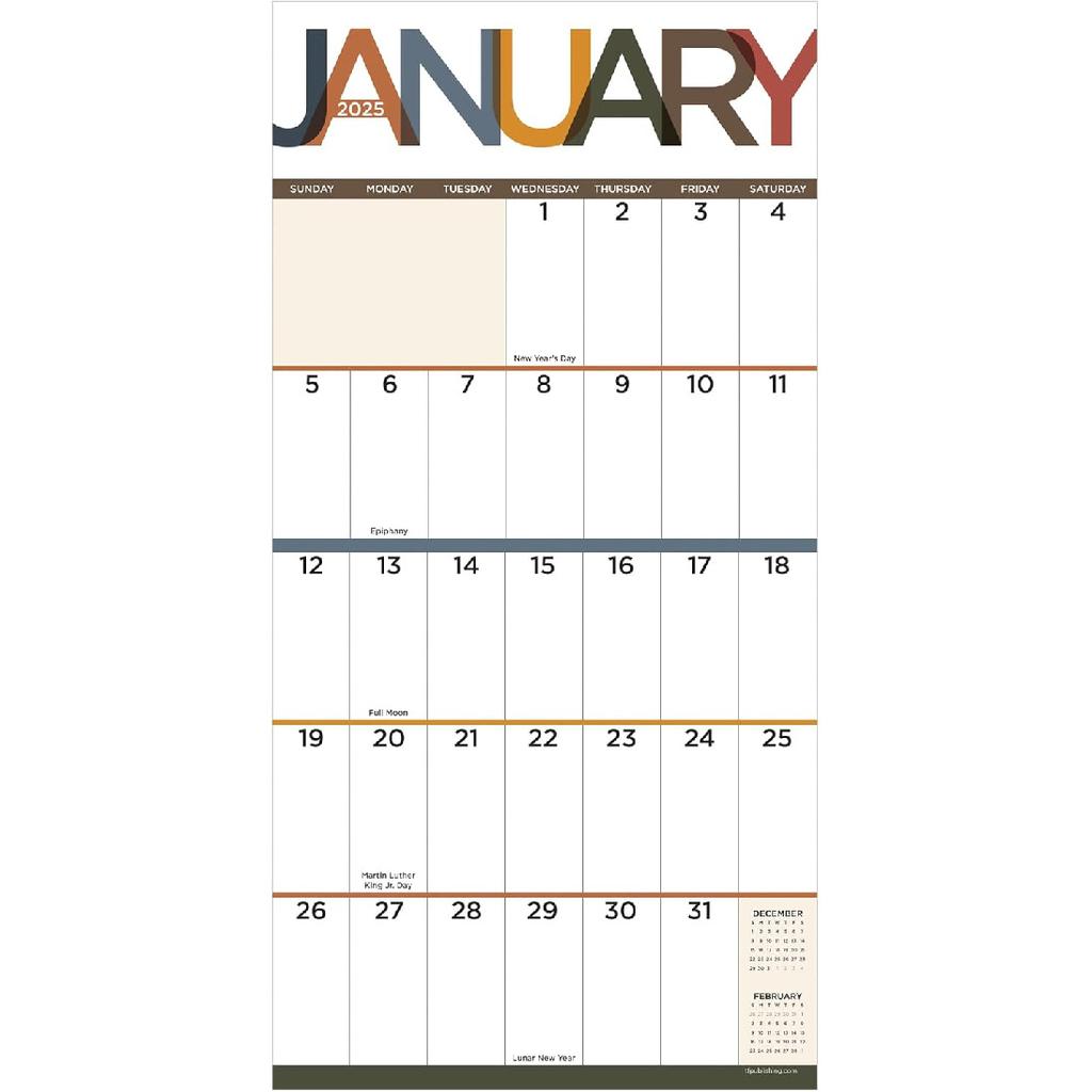 TF PUBLISHING 2025 Big Print Wall Calendar | Large Grids for Appointments and Scheduling | Vertical Monthly Wall Calendar 2025 | Home and Office