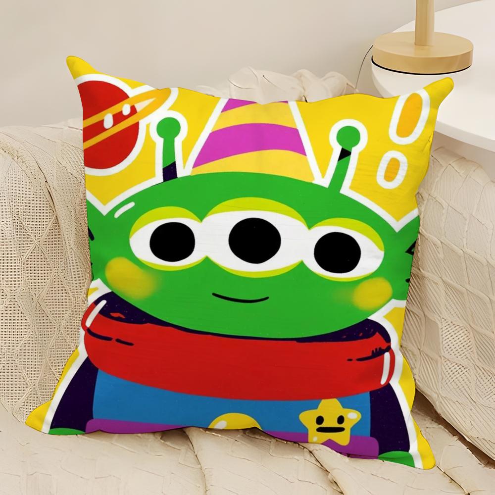 Anime Squeeze Toy Aliens Pillow Case Natural Linen DoubleSided Printing Sofa Home Decor Cushion Cover