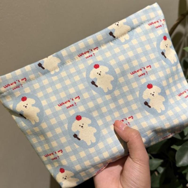 Cartoon Puppy Cosmetic Bag Portable Canvas Travel Sundries Storage Bag Toiletries Bag