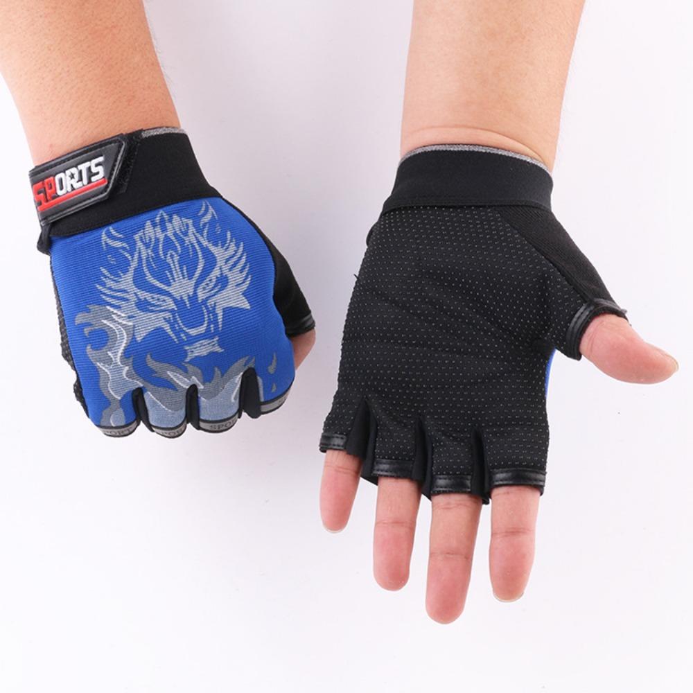 Cycling Half-finger Gloves New Men's and Women's Wolf Head Fitness Gloves Outdoor Breathable Thin Tactical Children's Gloves