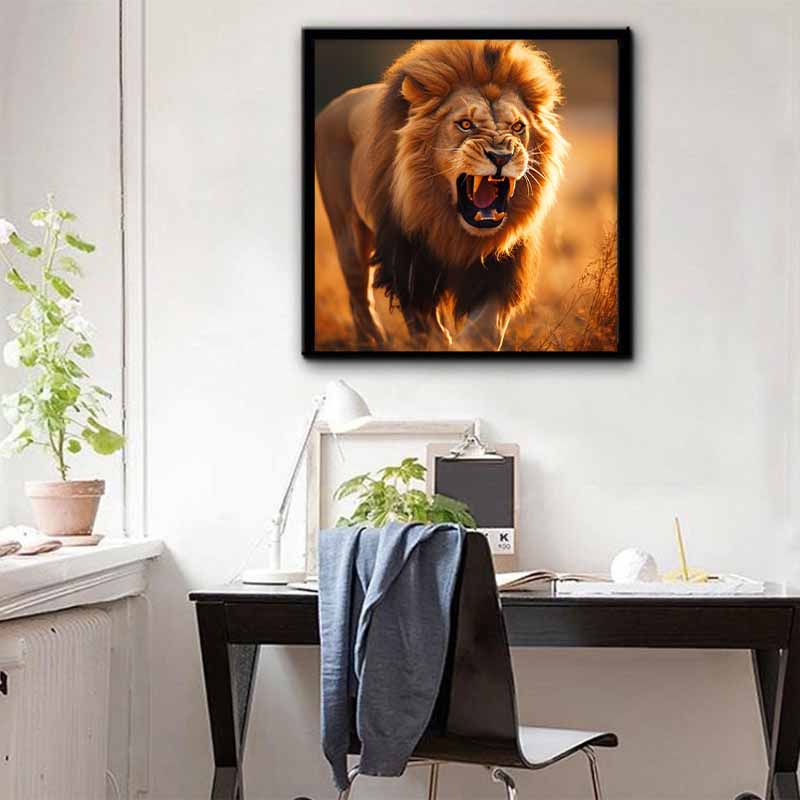 New Arrival 5D DIY Full Circle Diamond Painting "Lion" Embroidery Cross Stitch Home Decor Gift