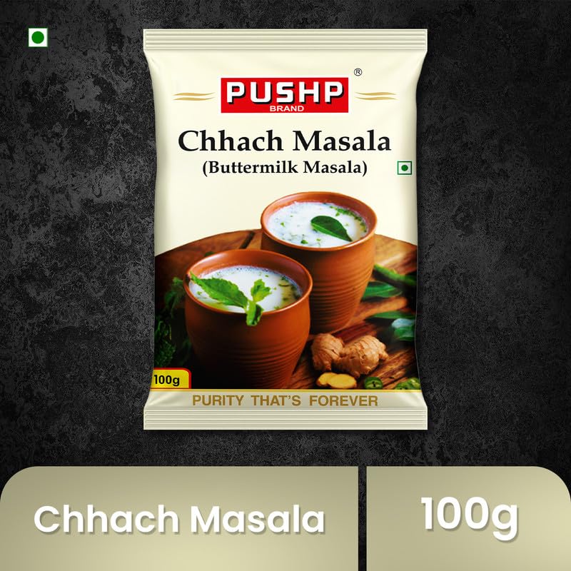 Pushp Brand Chhach Masala 150g Miscela Premium di Spezie Indiane Per Lassi Autentico al Latticello e Bevande Rinfrescanti Estive