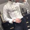 Men's Shirt Korean Fashion Stripe Basic Style Non-ironing Slim Fitting Suit POLO Collar Single Breasted Fashion Casual Commute