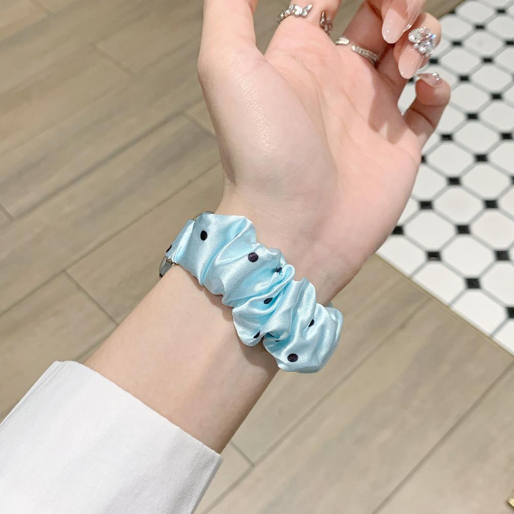 Rekbaar Scrunchie Polsbandje voor Apple Watch Series11 46mm Bandje Dames Polka Dot Garenstijl Lief Scrunchie voor iWatch10/8/7 38/41mm 42mm 44mm 45mm