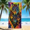 1Pc Wolf Family Portrait Beach Towel Quick Dry Multiuse For Beach Pool Gym Yoga Home Travel Christmas Halloween Xmas Gift G180