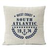 Home Decorative Navigation Blue Compass Anchor Pillow Cover Nautical Shell Fish Linen Pillow Case Mediterranean Cushion Cover