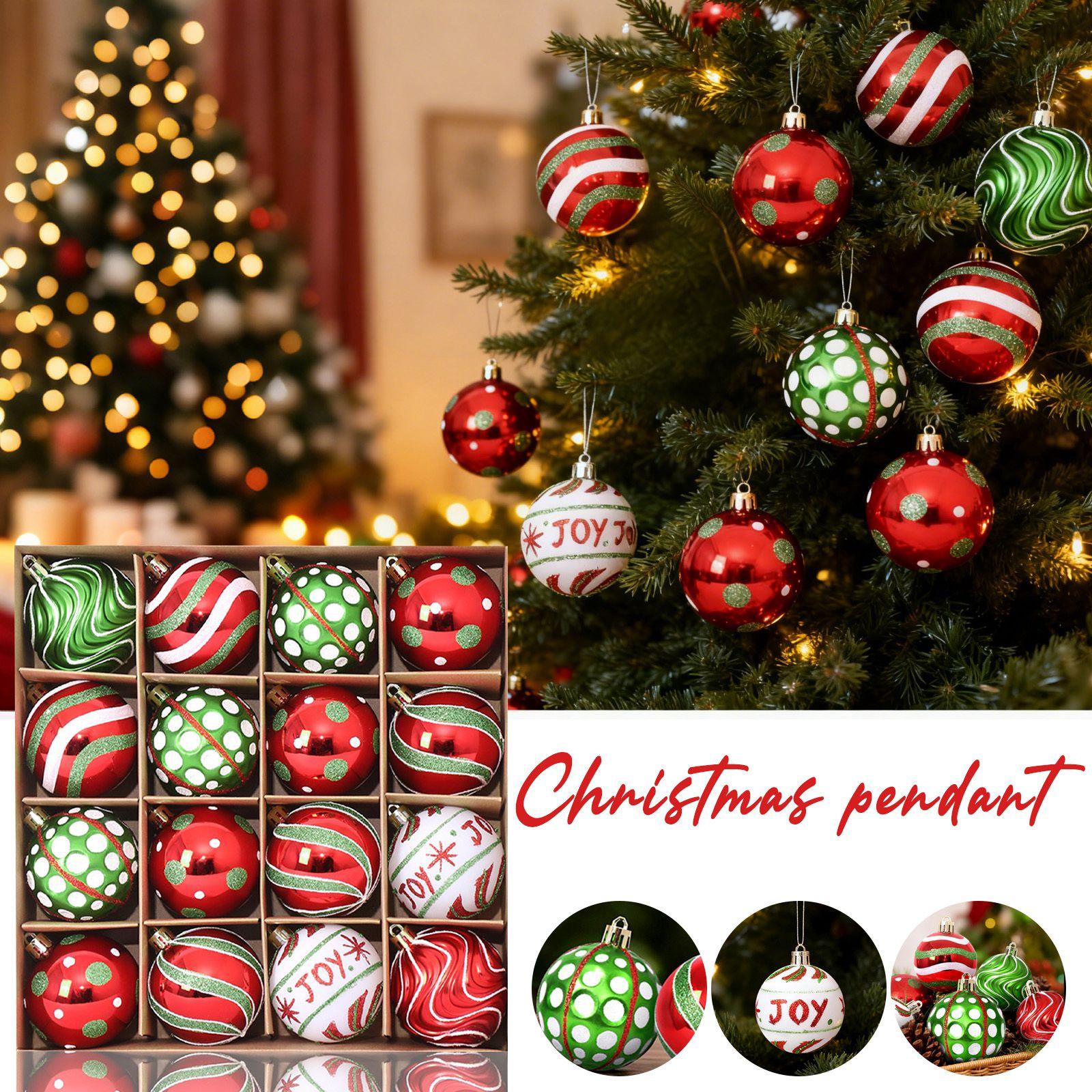 

16 Piece Set Of Shatterproof Christmas Baubles For Decorating Christmas Trees, Hanging Ball Set For Christmas Party Decorations One Size