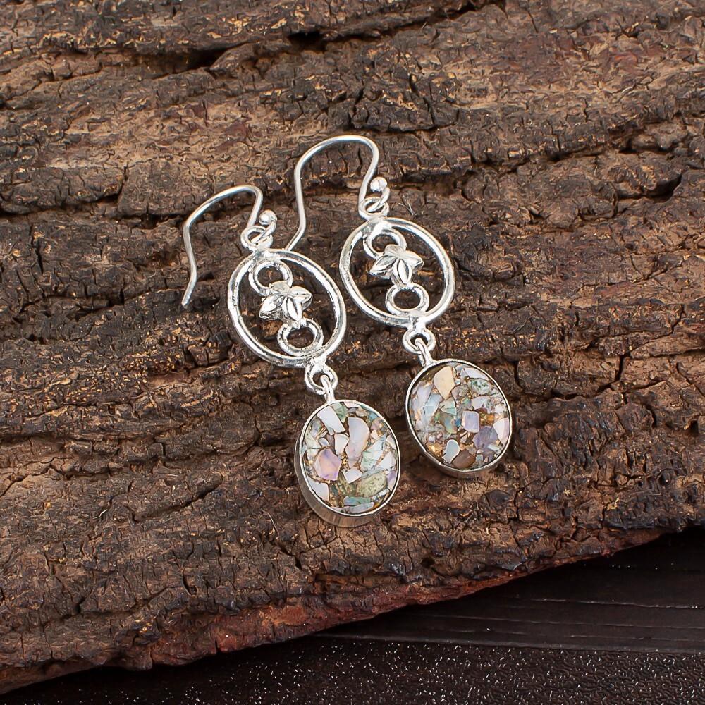 Ethiopian Opal Copper Gemstone 925 Sterling Silver Jewelry Handmade Earrings EE-17-40