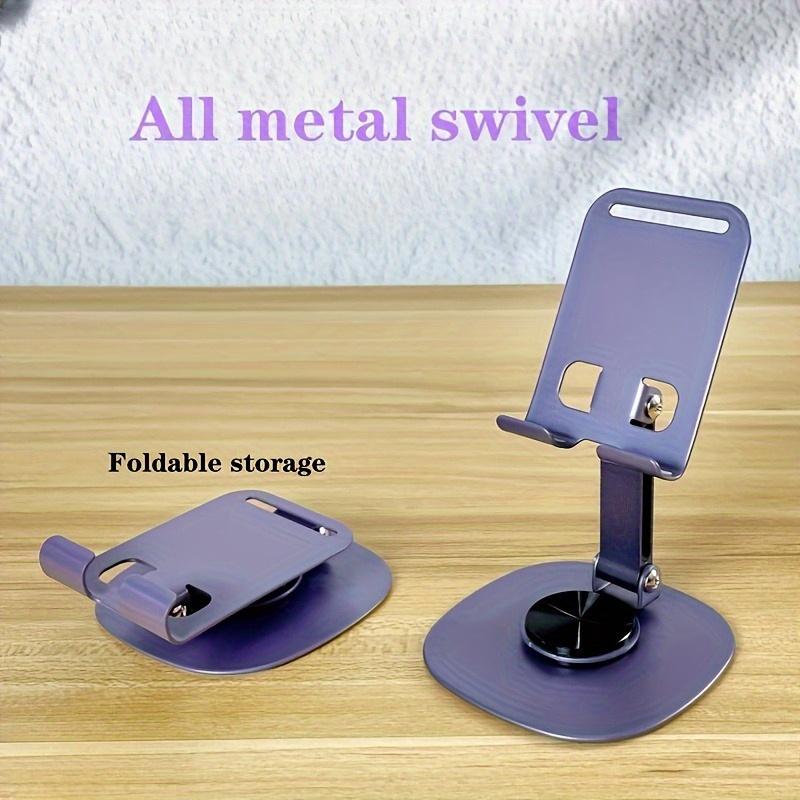 Foldable Metal Phone Stand - 360° Rotating Compact Holder for Smartphones, Tablets, Office & Travel Accessory