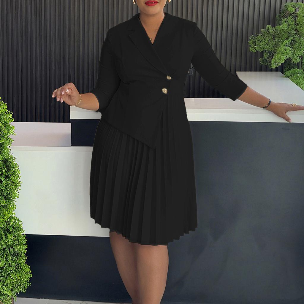 Autumn new autumn elegant fashion suit collar seven-quarter sleeve temperament commuter dress