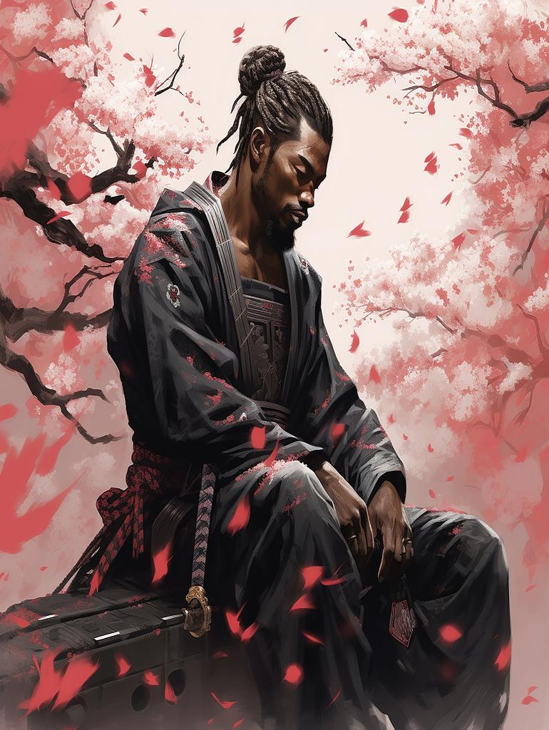 Anime Schwarzer Samurai Sammlung Kunst Wandteppich Manga Comic Slayer Krieger Held Japanischer Ronin Katana Yasuke Display