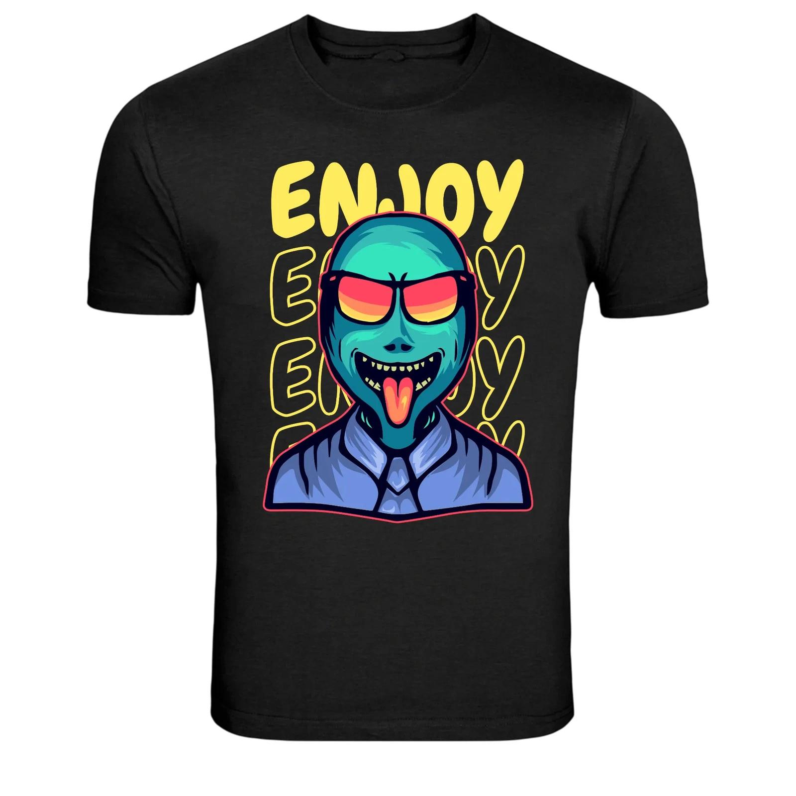 Наслаждайся каждым днем Забавная футболка с принтом лица инопланетянина 3XL