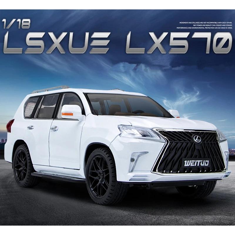 1/18 LEXUS LX570 SUV Toys Alloy Car Model Diecast Metal Giant Off-Road Vehicle Simulation Sound Light Hobbies Collectible Kid Toy Gift
