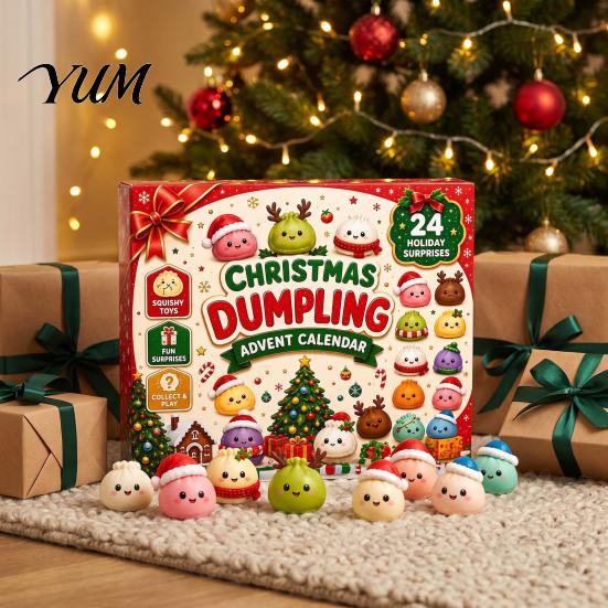 Portable Stress Relief Toys for Travel Christmas Advent Calendar with 24Pcs Squeeze Dumplings, Soft Sensory Fidget Holiday Games Classmates