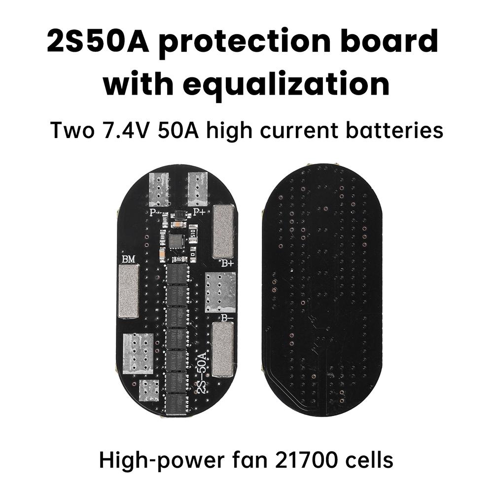 2S Lithium Battery Protection Board High-Current 50A Balancing Function Compatible with High-Drain Fan Cells Stable Operation