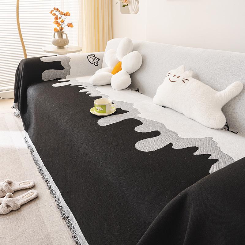 

All-Season Chenille Sofa Throw - High-End Feel, Anti-Scratch, One-Piece Fresh Style Sofa Blanket 180x130 cm чёрный