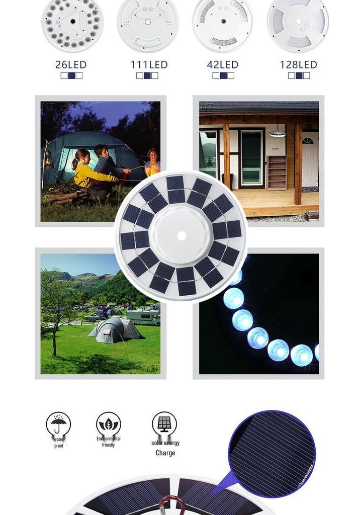 Waterproof Solar LED Flagpole Light - 26 Beads, Ideal for Outdoor, Camping, Courtyard, and Tent Illumination