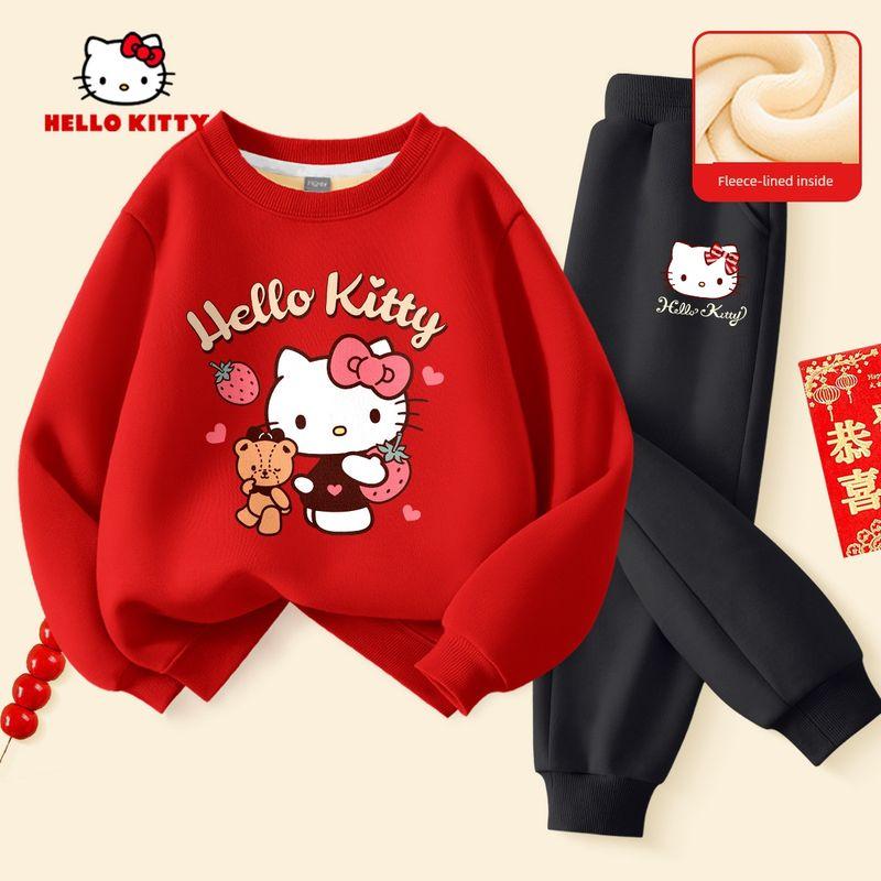 Hellokitty Girls' Winter Clothing Set 2025 New Fashionable and Stylish Children's Clothes for New Year Celebrations and New Year Greetings