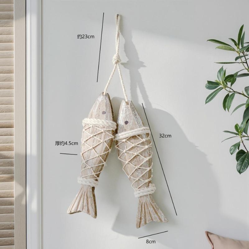 1pcs Handmade Wooden Retro Fish Wall Hanging, Ocean Theme Carved Décor Nordic Coastal Bedroom Living Room Wall Art хаки