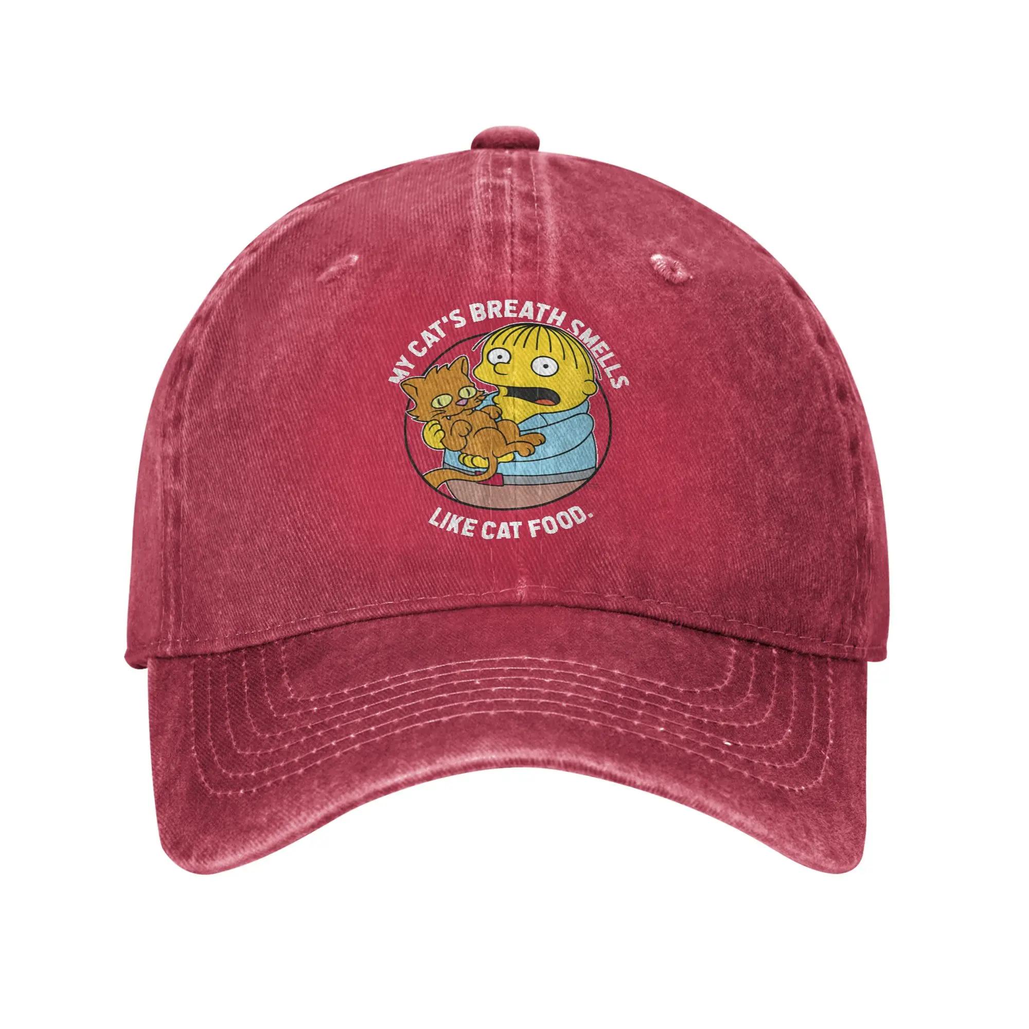 The Ssimpson Ralph My Cats Breath Smells Like Cat Food Summer yk Funny Unisex Design Outdoor Gym Adjustable Baseball Caps One Size