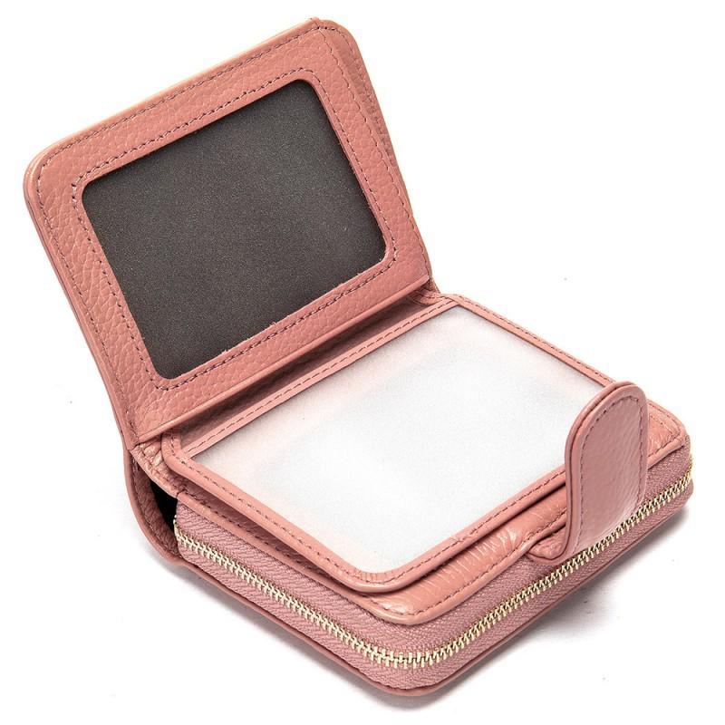 Genuine Leather Wallet Women's Short Fashionable Clutch Purple Zipper Hand-held Card Holder Bag Coin Purse