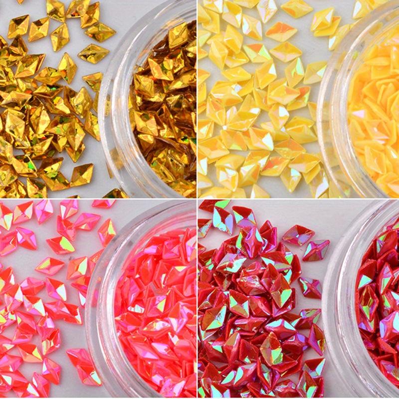 Σετ 12 χρωμάτων Στολίδι Νυχιών Πούλιες σε σχήμα διαμαντιού Στερεοσκοπικές Λέιζερ Πολύχρωμες Πούλιες