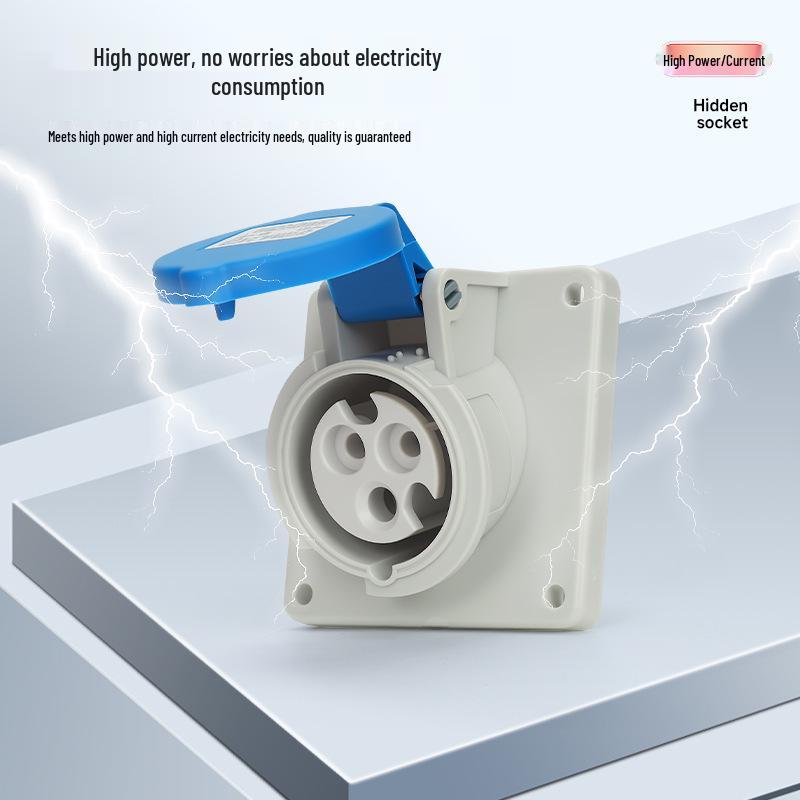 Non-Explosion-Proof Industrial Angled Seat Aviation Connector, Three-Phase, 3/4/5-Core, IP44, 16A/32A Plug