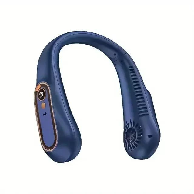 

Портативный безлопастной шейный вентилятор-охладитель - 5 регулируемых скоростей с умным цифровым дисплеем, USB-перезаряжаемый для лета, для офиса/путешествий синий