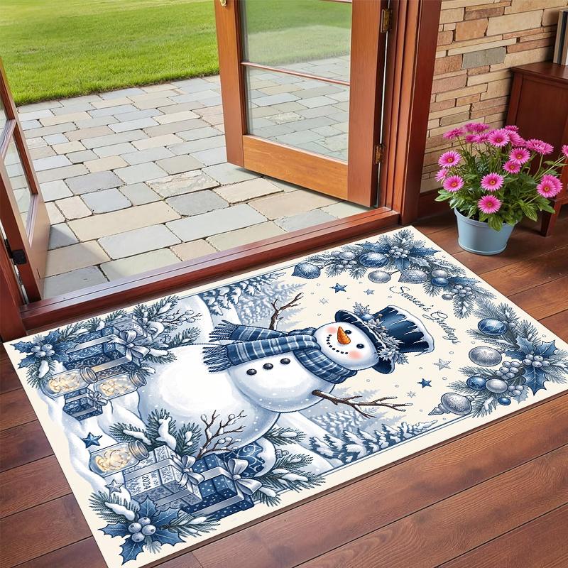 Christmas Printed Square Area Rug Soft Non Slip Floor Carpet For Bedroom Holiday Gift