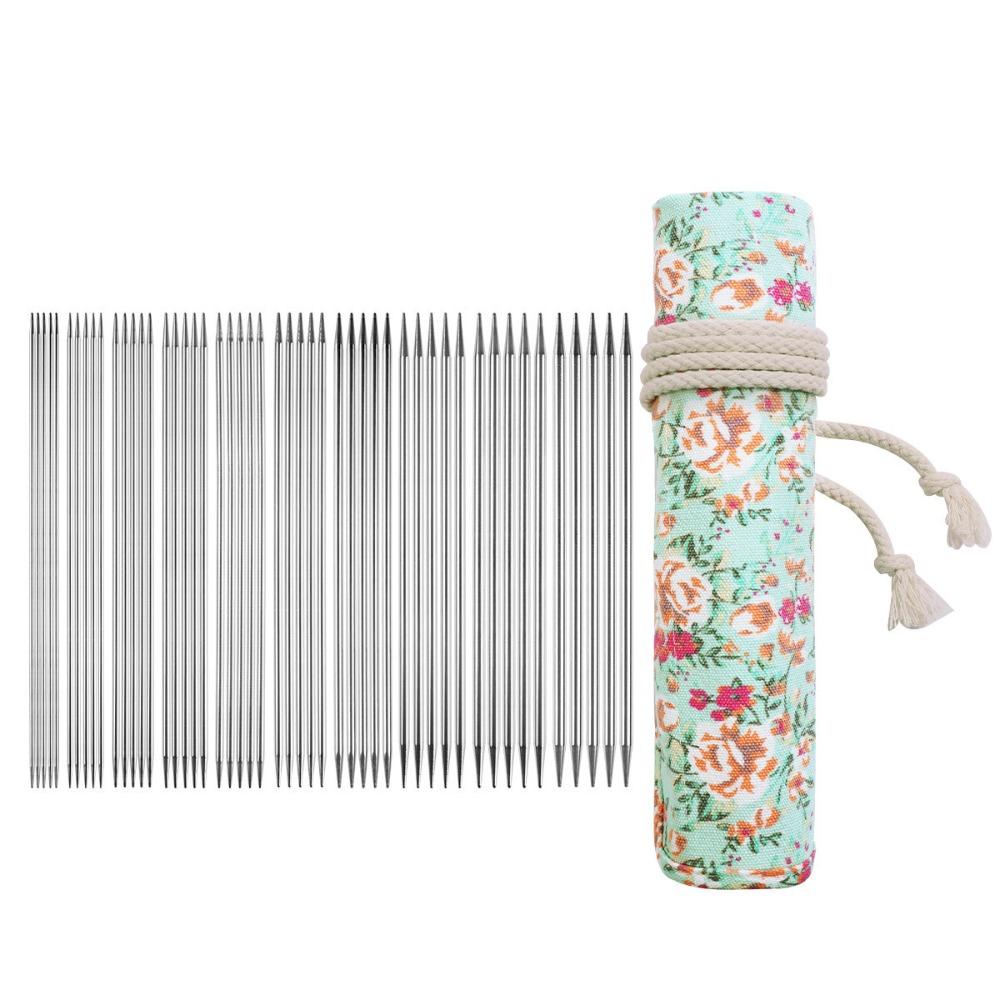 Waterproof knitted storage bag with stainless steel knitting needles beginner's yarn knitting tool for knitting neck warmer