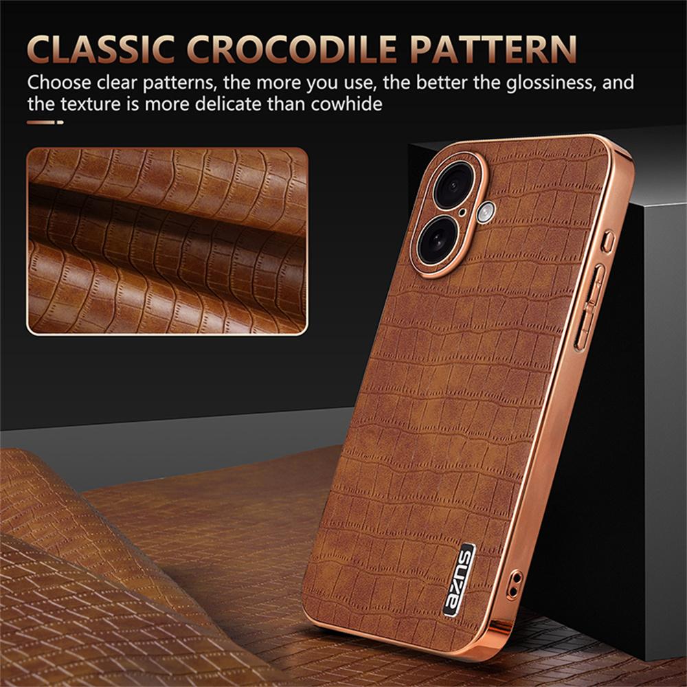 AZNS For iPhone 17 Case Electroplating Crocodile Texture PU+TPU Phone Cover
