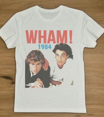 Camiseta Vintage 1984 WHAM George Michael Andrew Ridgeley Blanca Unisex Talla S-5XL Camiseta Unisex