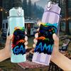 1PC Graffiti Game Letter Art 750ml Color Plastic Sports Water Bottle Leakproof Flip Straw Lid Suitable for Sports Office Home Use