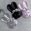 3D Printed Rabbit Bottle Opener Keychain Rhinestone Bow Cute Bunny Charm Bag Pendant for Girls Daily Carry Gifts