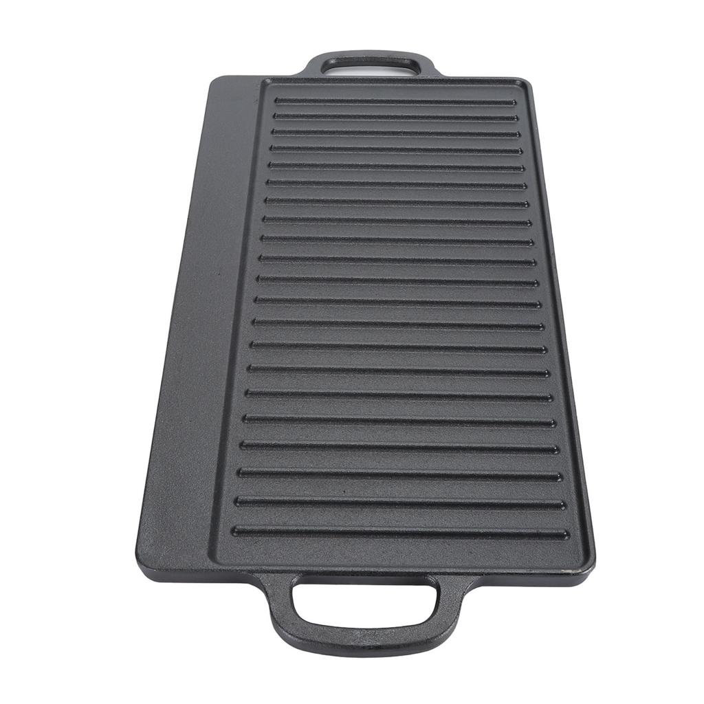 Gusseisen Rechteckiger Grill Mehrzweck Sicher Großer Platz Doppelseitig Doppelohren Gusseisenplatte für BBQ Gasgrill