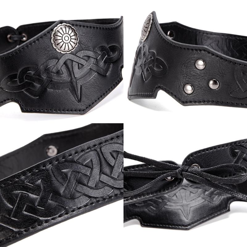 Adjustable Leather Headband Medieval Knight Headband Halloween Cosplay Accessory Headgear Motorcycle Driving Headwear