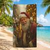 Santa Claus Pattern Microfiber Beach Towel, High Absorbent Quick Dry Soft Lightweight for Picnic Hiking Travel Bath