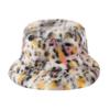 2026 Autumn/Winter New Plush Pot Hat Women's Warm Ear Protection Winter Hat Imitation Mink Hair Colorful Leopard Pattern Fisherman's Hat Women