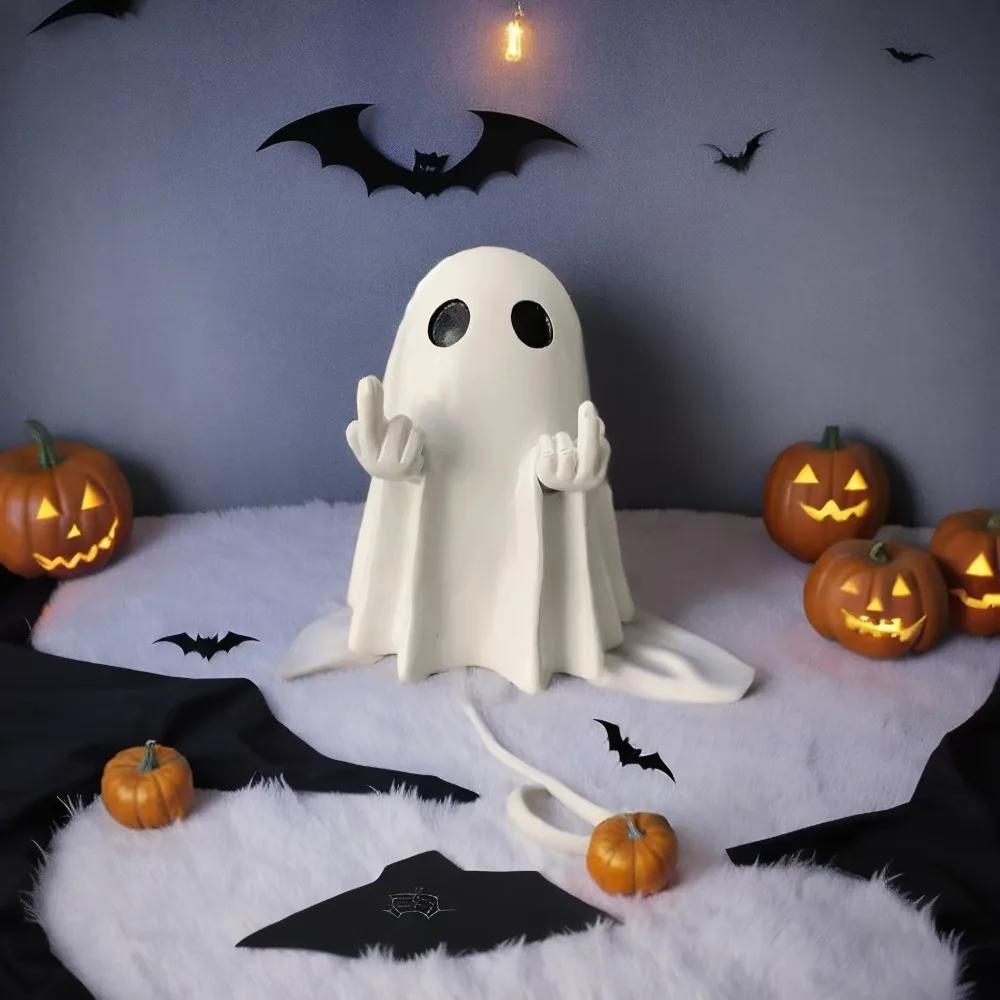 Decorative Item Ghost Figurine Halloween Home Decor Scary Cute Ghost Statue Miniature Model Coffee Table Centerpiece Shelf