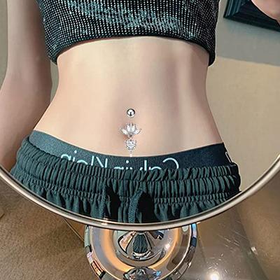 Angel Wings Belly Button Rings Heart-Shaped Zircon Navel Ring Cute  Dangle Navel Barbell Body Piercing Jewelry