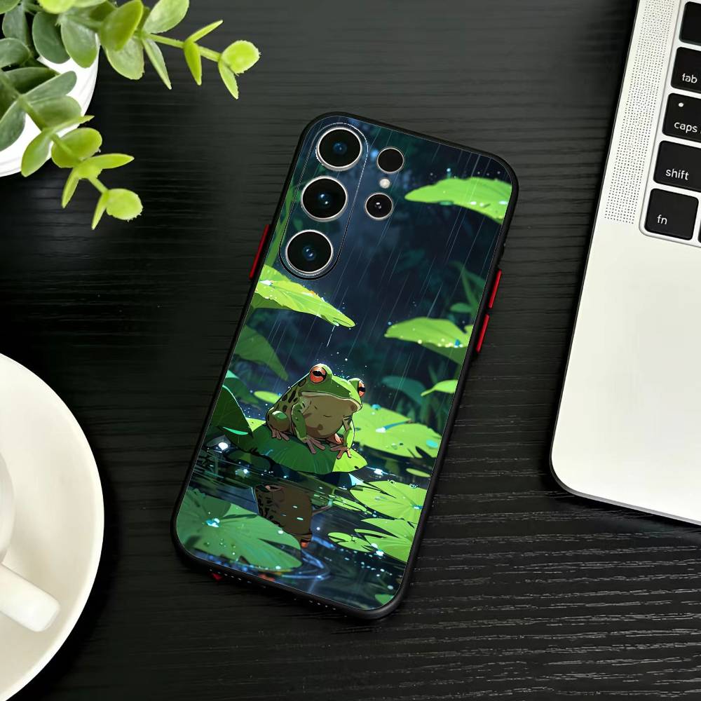 Cute Frog Cartoon Phone Case For Samsung S26,S25,S24,S23,S22,S21,S20,S30,Ultra,Plus,Fe,Note,5G Black Cover