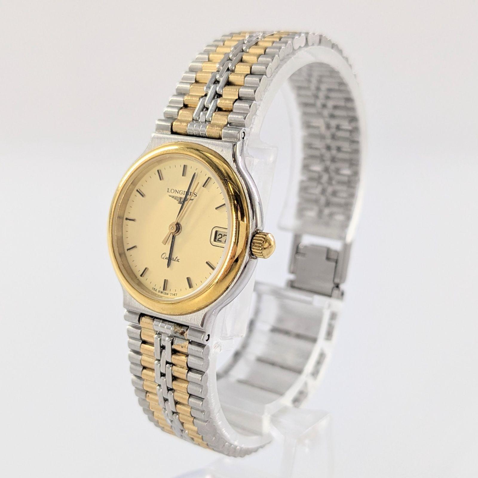 Used LONGINES Flagship 152-7147 SS/QZ Gold Dial Ladies Watch Working Product [QG-224]