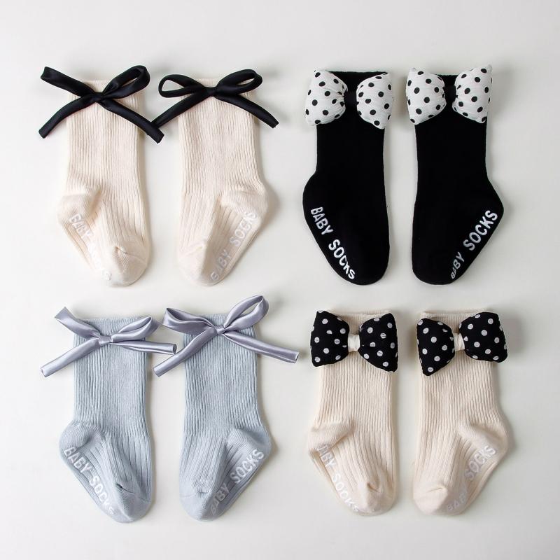 Korean Cute 3D Bow Baby Girls Socks Spring Autumn Soft Cotton Floor Socks Infant Kids First Walkers Newborn Socks