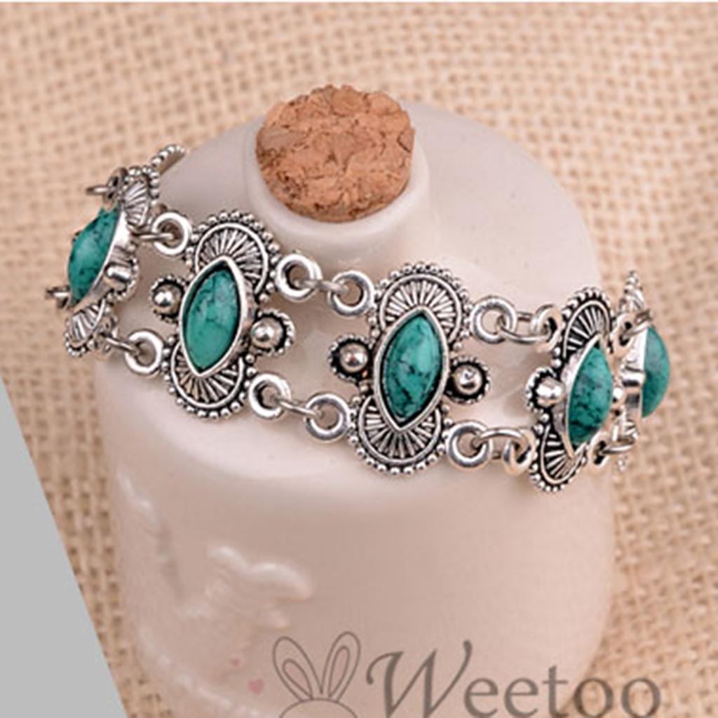 Bohemian Turquoise Fashion Aesthetic Bracelet Retro National Style Turquoise Water Drop Retro Anklet.