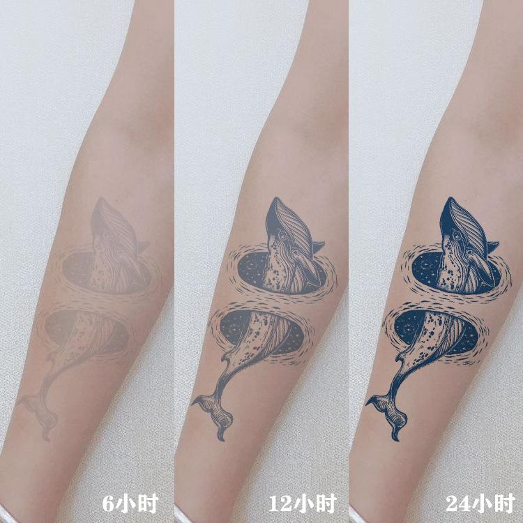 Gradual Change Herbal Fashion Personality Japanese Wave Whale Waterproof Simulation Long Time Does Not Fade Tattoo Sticker