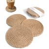 Tatiuh Coaster Set 3 Jute Round Type Absorbent Non-Slip Insulation Stylish Scandinavian Natural Material Woven 10cm Cafe Style Interior Kitchen Goods
