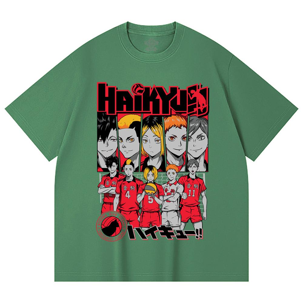 230 Gsm 100% Cotton Haikyu V8 Nekoma High Print Unisex Heavy Cotton T Shirt