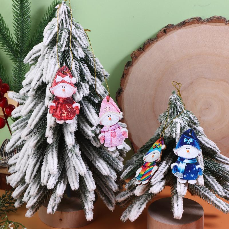 15/30PCS 2D Flat Wooden Snowman Ornaments - Christmas Tree Pendants & Home/Car Party Favors