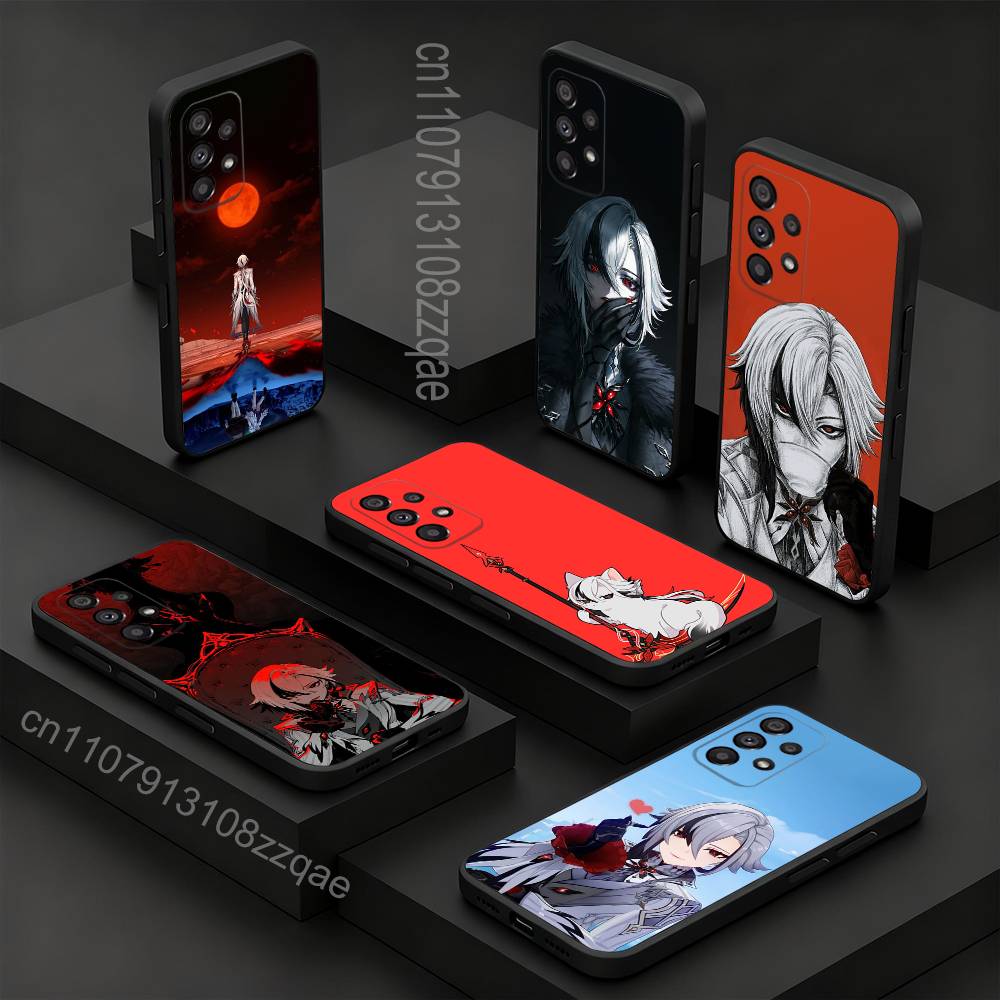 G-Genshin Impact ArlecchinoS Phone Case For Samsung S 9,10,21,30,22,23,24,25,26,Ultra,Plus,Lite,FE,4,5G Black Soft Precise