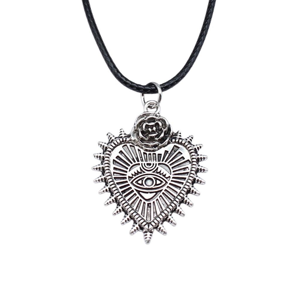 Hamsa Hand Evil Eye Pendant Necklace Spiritual Protection Boho Jewelry With 45cm Leather Chain
